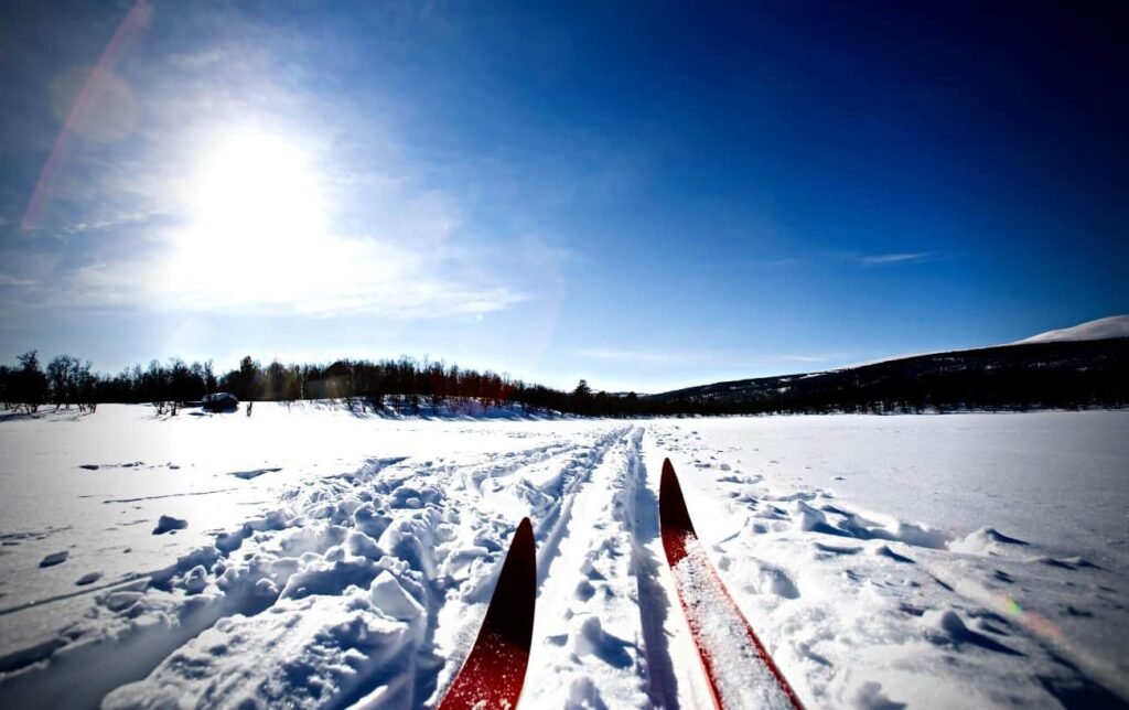 Vue d'une personne sur des skis en montagne