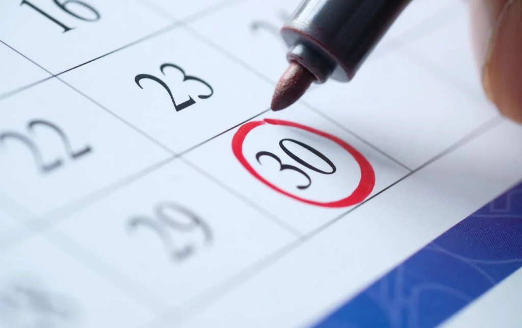 Case jour 30 sur le calendrier