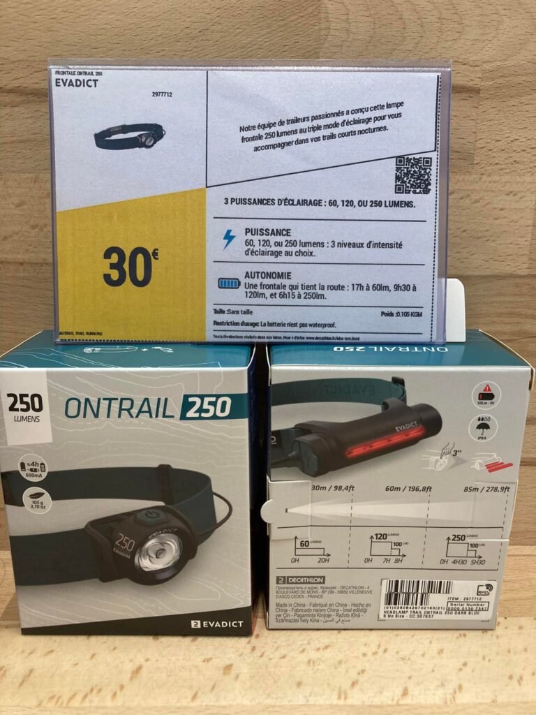 Lampe frontale Ontrail Evadict 250 lumens : Le test complet