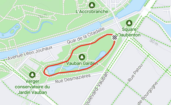 Segment Strava Tour extérieur du jardin Vaubn