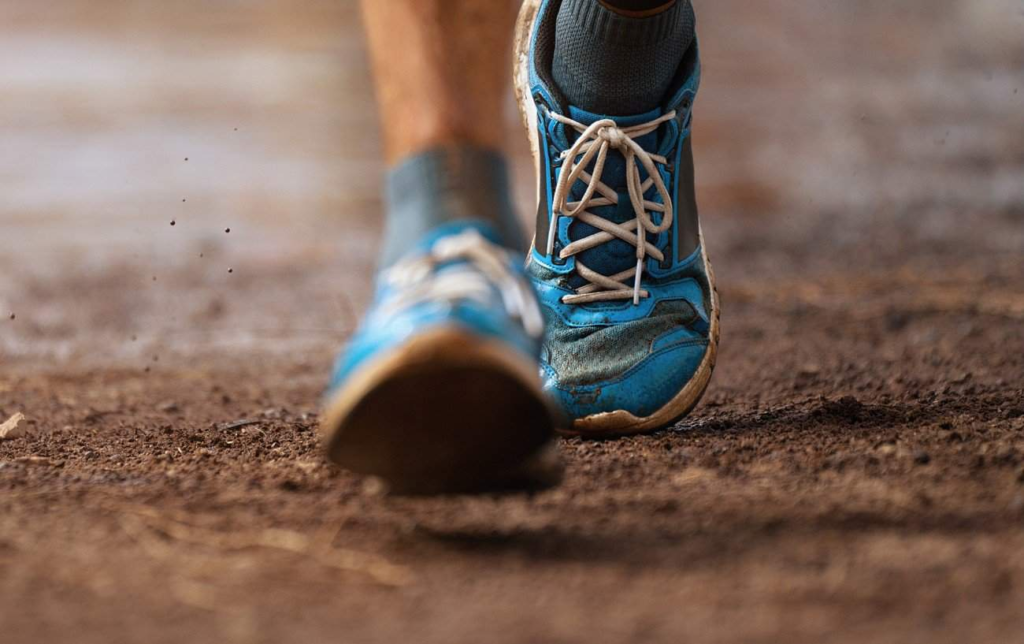 Pieds de coureur vue de près