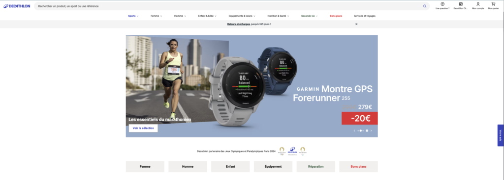Page d'accueil Decathlon