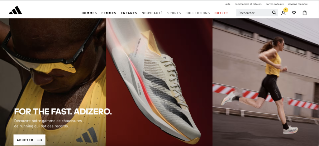 Page d'accueil Adidas