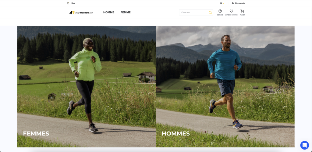 Page d'accueil Shop4Runners