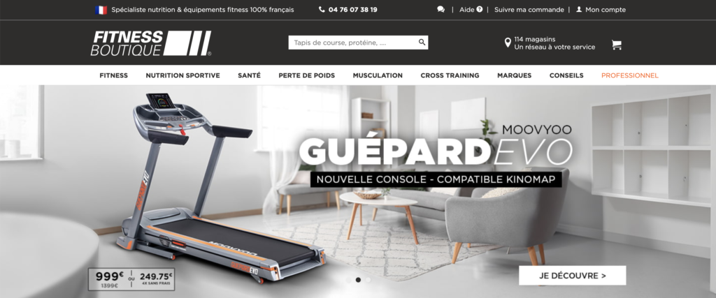 Page d'accueil Fitness Boutique