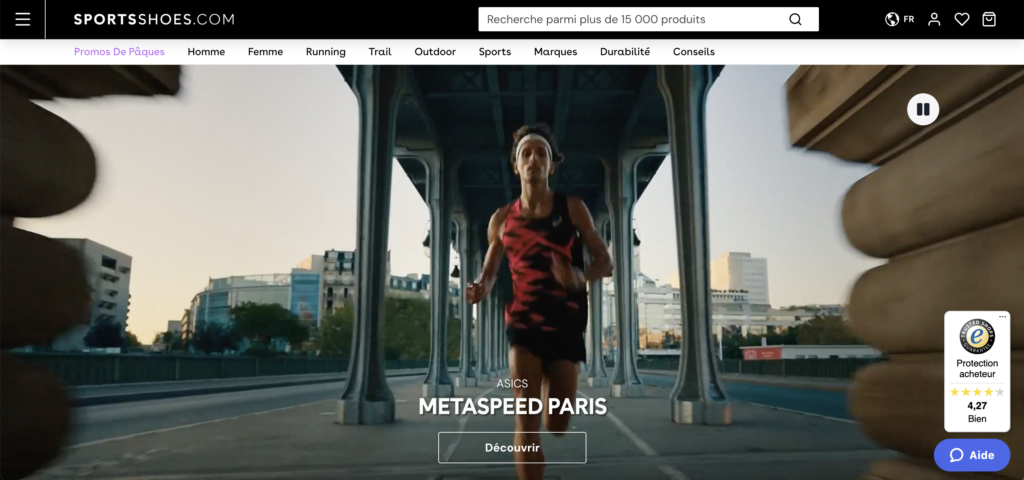 Page d'accueil SportsShoes.com