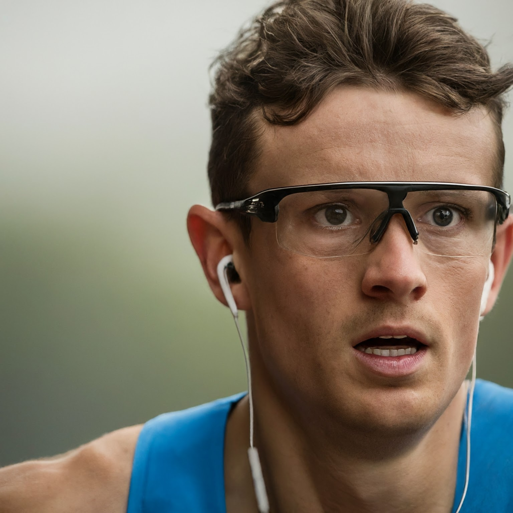 Un coureur avec des lunettes de soleil