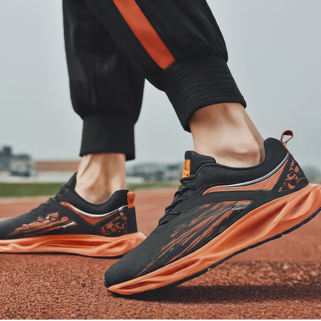 Chaussures de running noires et orange