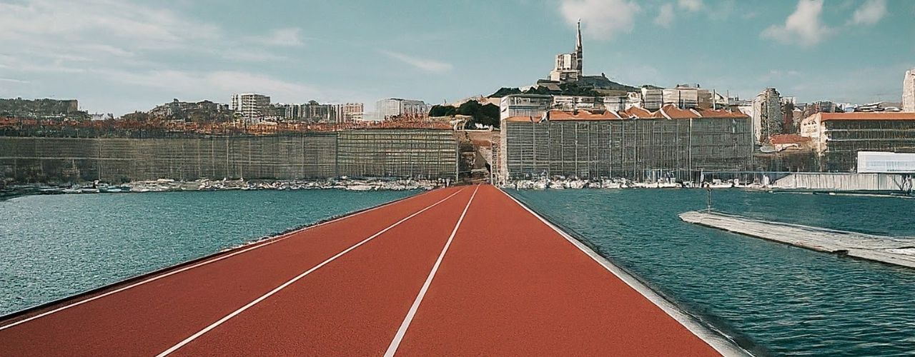 Paris 2024 : Une piste d'athlétisme flottante pour l'arrivée de la flamme olympique à Marseille