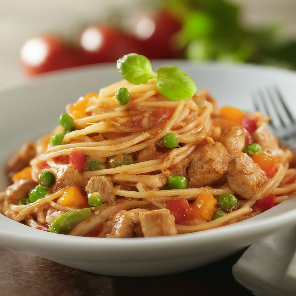 Spaghettis à la dinde et légumes