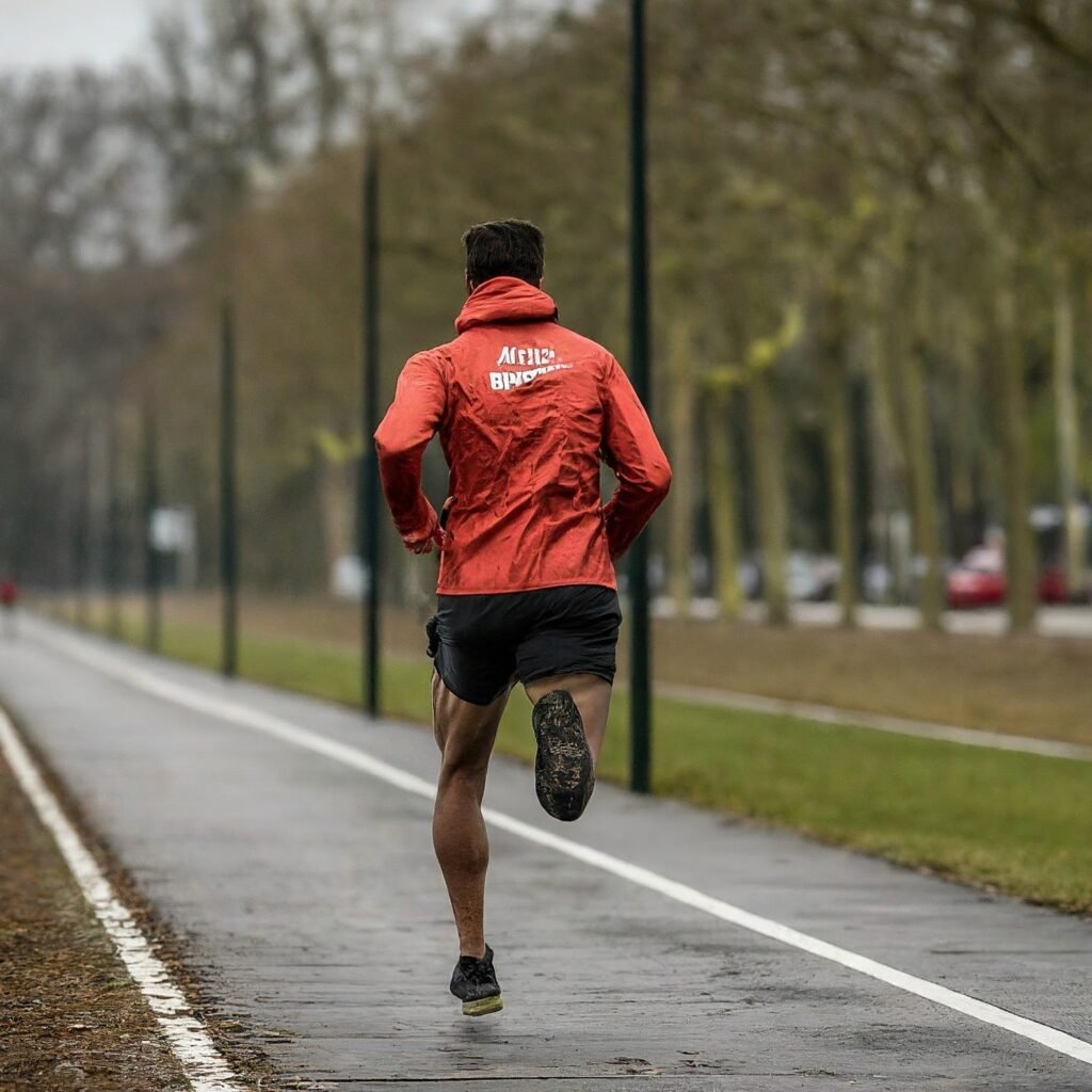 Coureur vue de dos sur une piste cyclable