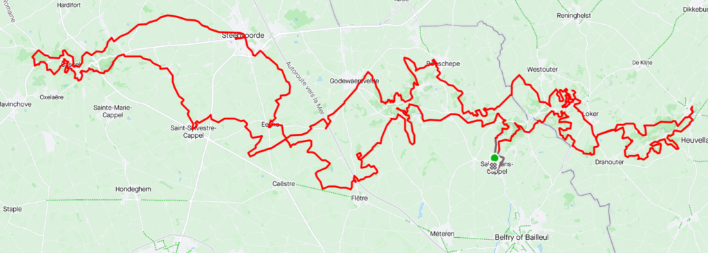Itinéraire Strava Nord Trail Mont de Flandres