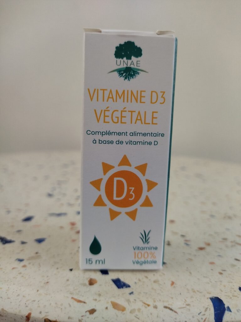 Boite packaging vitamine D3 végétale UNAE