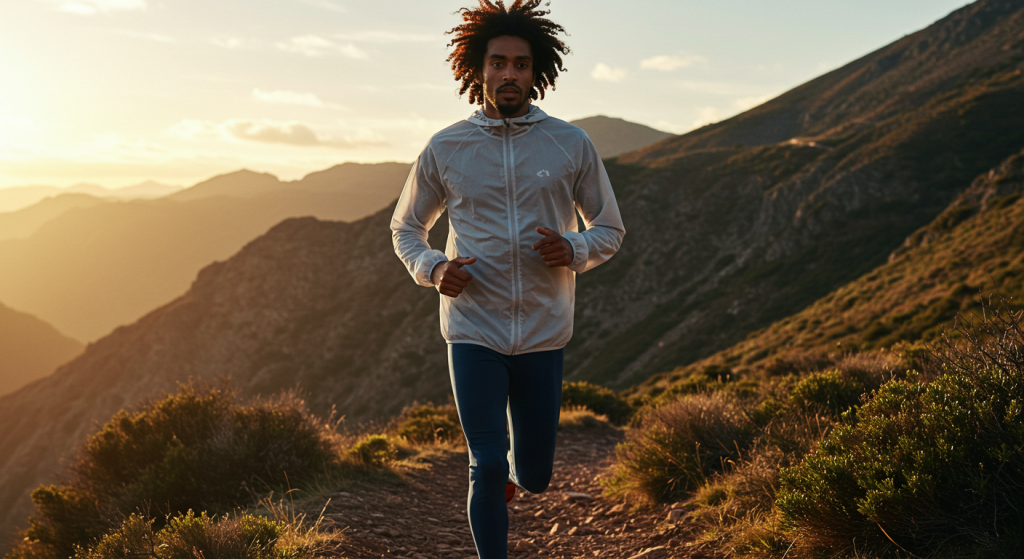Un jeune homme court sur un sentier en montagne