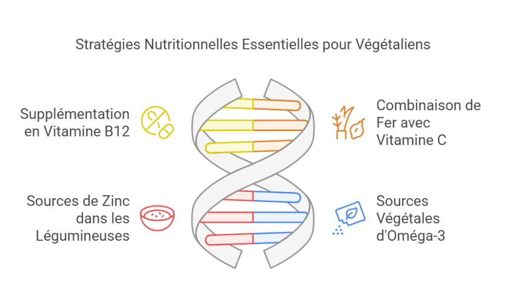 Graphique strat&eacute;gies nutritionnelles essentielle pour v&eacute;g&eacute;taliens