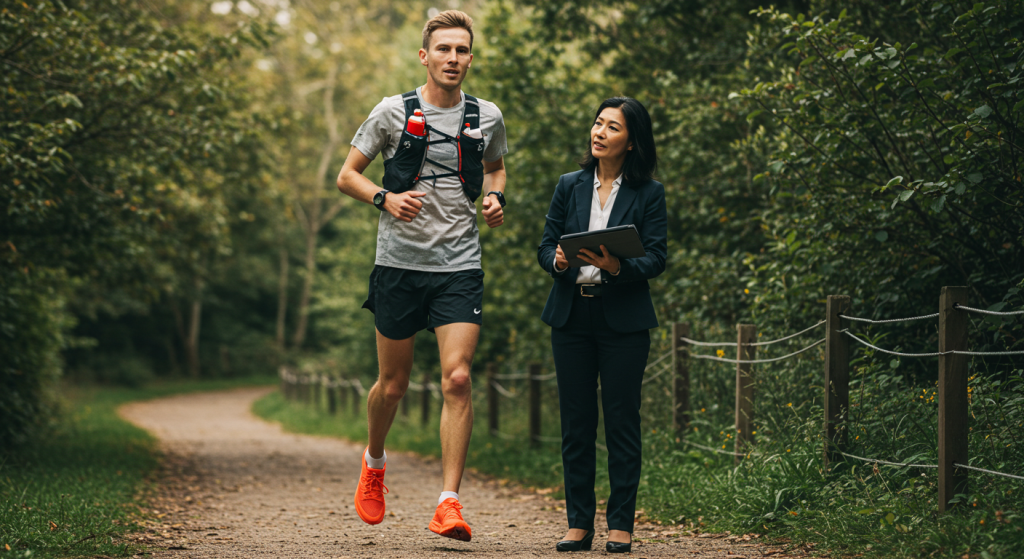 Une jeune agente regarde un traileur professionnel