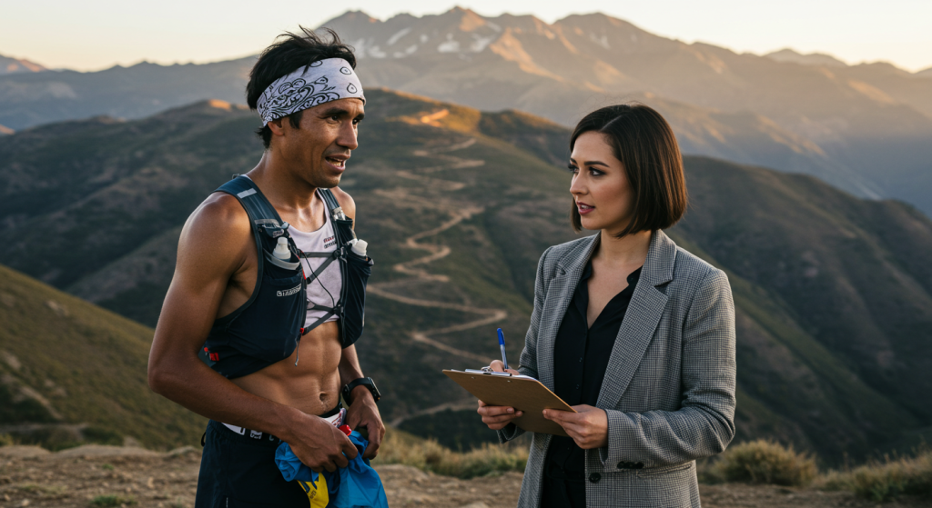 Une jeune agente parle avec un traileur professionnel