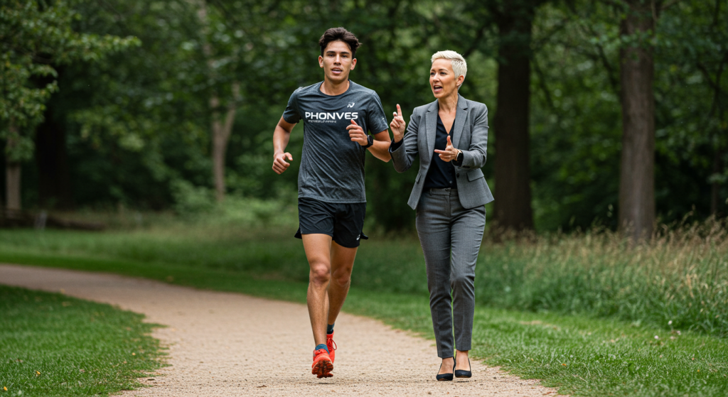 Une jeune agente encourage un traileur professionnel