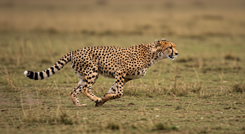 Un guépard court dans la jungle