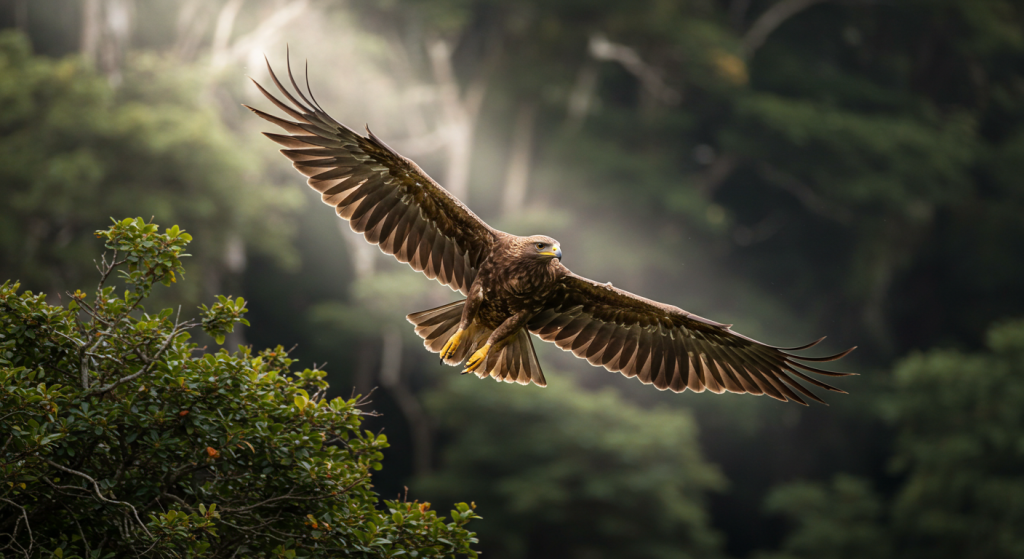 Un faucon royal en plein vol